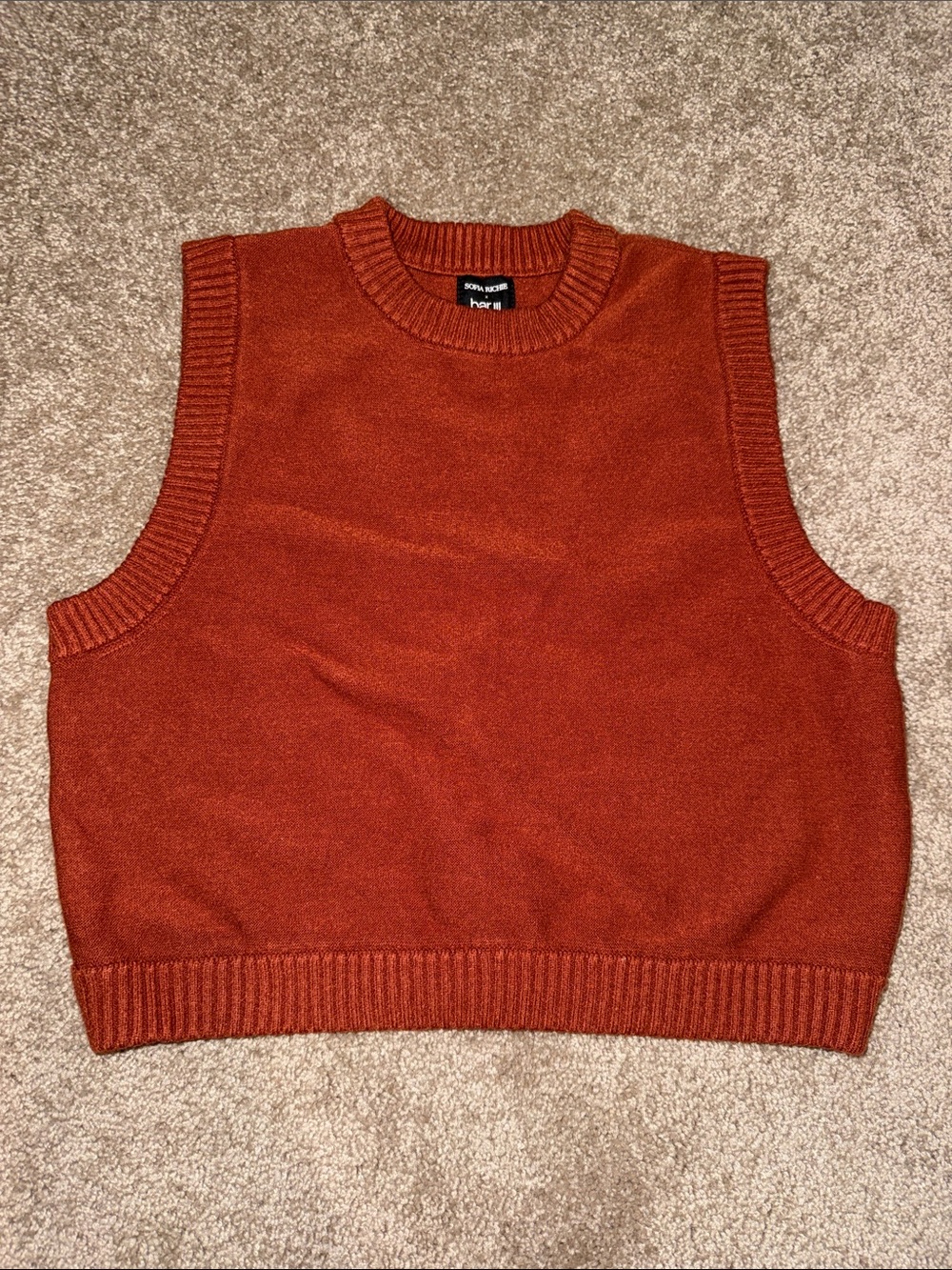 Sofia Richie X Bar III Womens Wool Knit Crewneck Sweater Vest Large